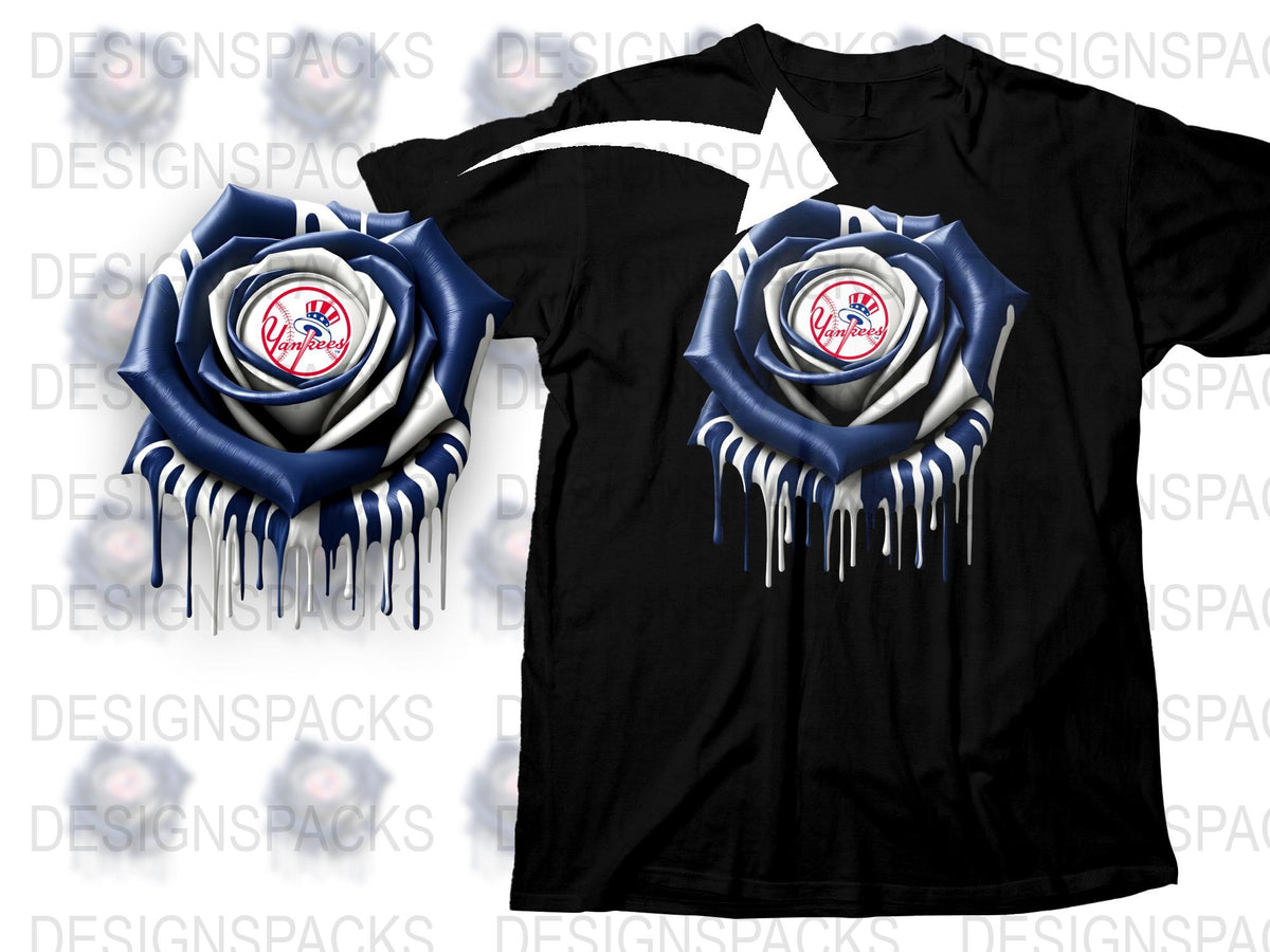 Unique Blue Rose Graphic T-Shirt, Dripping Paint Design, Stylish Casual Wear, Floral Motif, Unisex Fashion