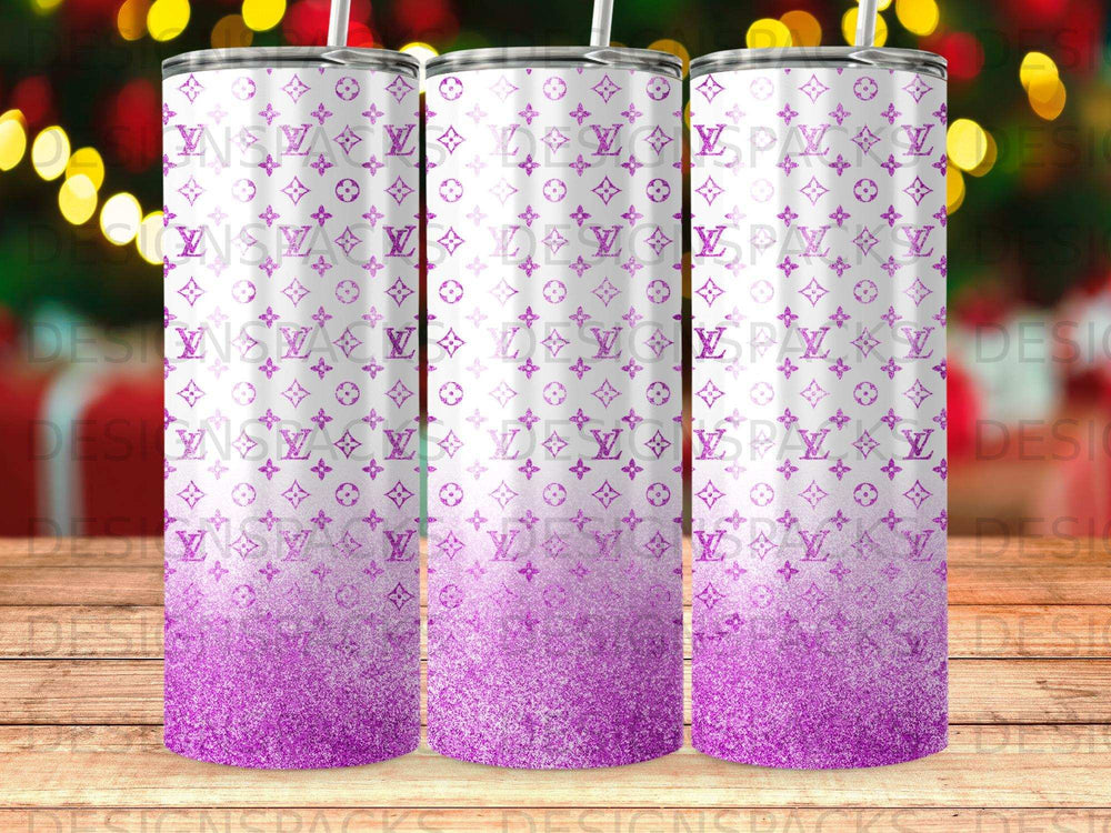 Purple Glitter Monogram Ombre Tumbler product type