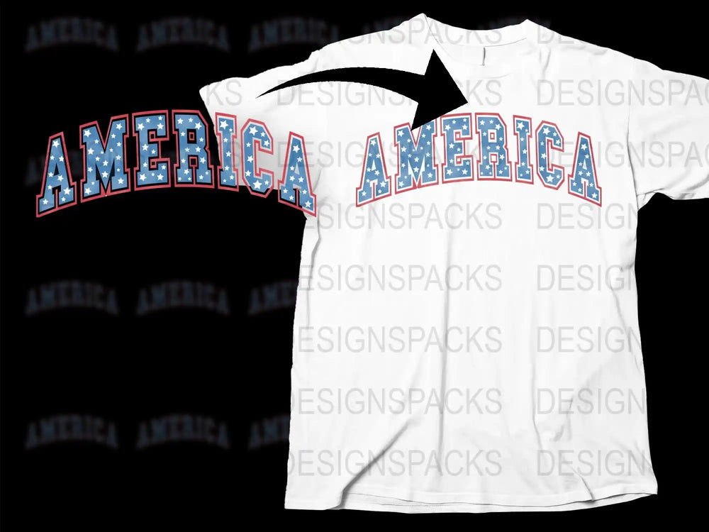 Patriotic America T-Shirt, USA Red Blue Letter Print, Unisex Adult Casual Tee