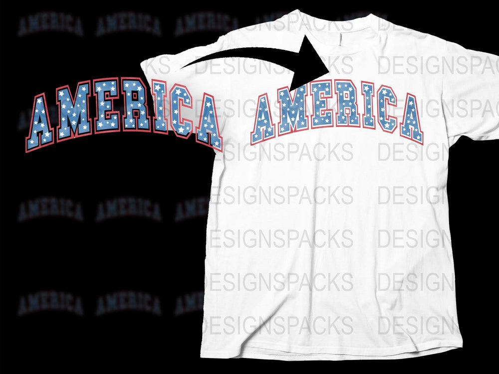 Patriotic America T-Shirt, USA Red Blue Letter Print, Unisex Adult Casual Tee