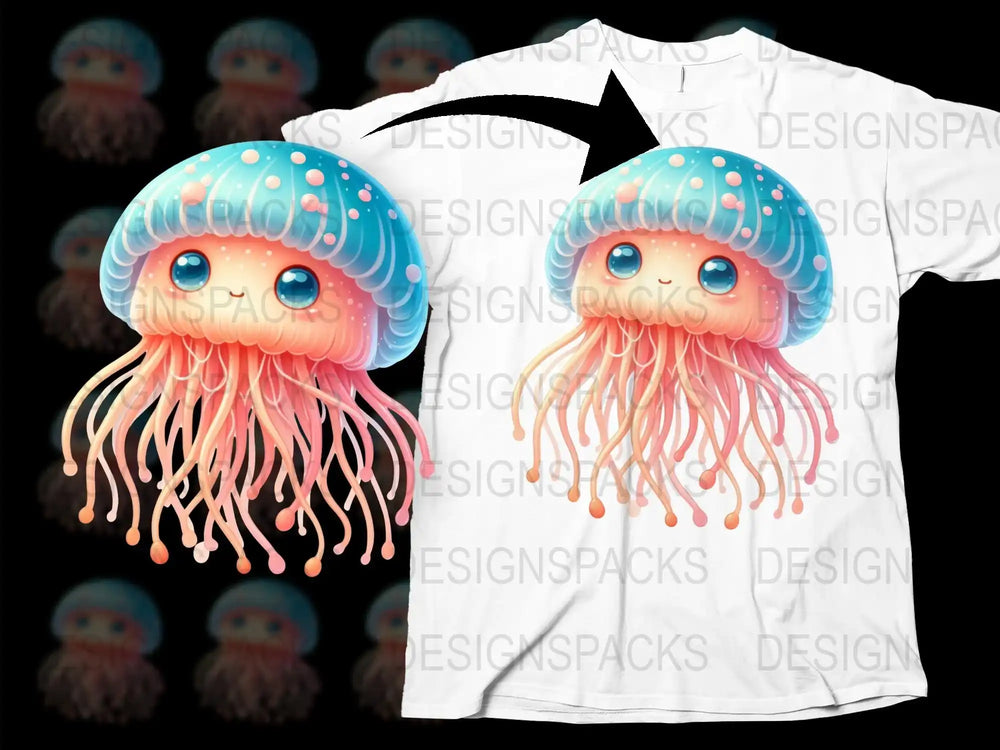 Cute Jellyfish T-Shirt, Colorful Cartoon Jellyfish Print, Unisex Kids Ocean Tee, Fun Summer Beachwear Shirt for Children and Adults