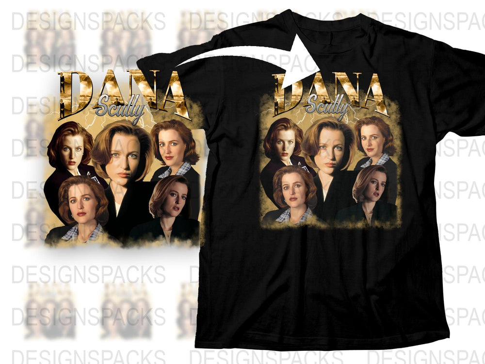 Dana Scully Inspired Graphic T-Shirt, Vintage TV Show Tee, Fan Apparel, Cotton Black Shirt