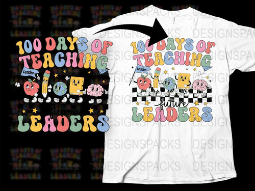 Teacher Appreciation T-Shirt, 100 Days of Teaching Future Leaders Graphic Tee, Colorful Educator Gift