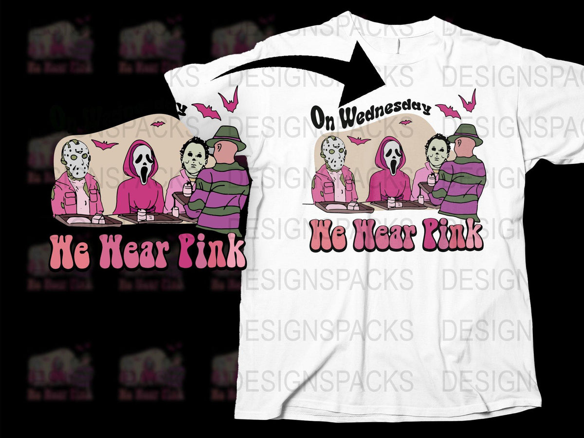 Wednesday Pink Themed T-Shirt, Quirky Mean Girls Quote, Funny Group Design, Unisex Adult Clothing