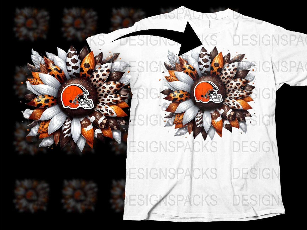 Cleveland Football Feather Design T-Shirt, Orange White Sports Fan Apparel, Unique Graphic Tee, Gift for Sports Lovers