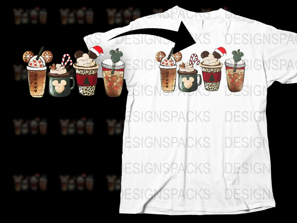 Holiday Coffee T-Shirt, Festive Winter Drinks Graphic Tee, Christmas Latte Design, Gift Idea