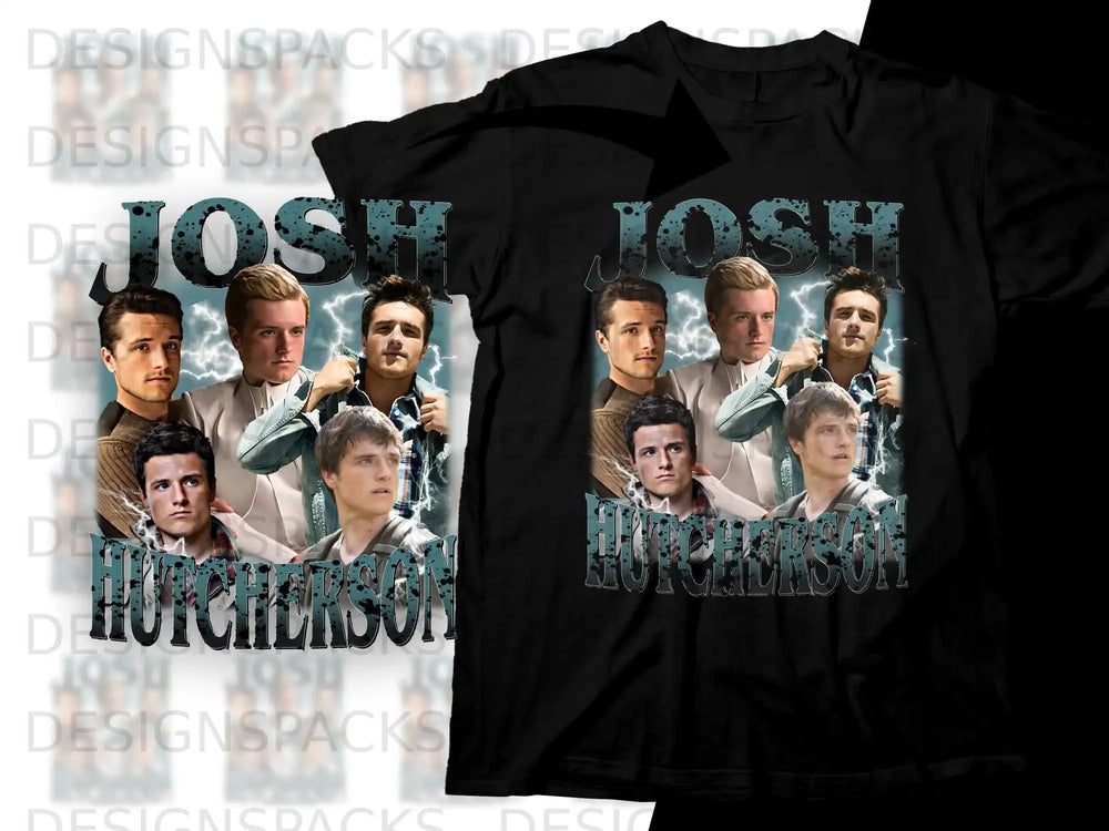 T-shirt with layered portraits of actor Josh Hutcherson and text "JOSH HUTCHERSON".