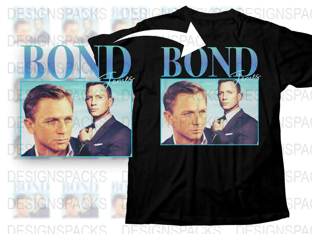 James Bond Inspired T-Shirt, Classic Movie Fan Apparel, Daniel Craig Graphic Tee, Gift for Film Lovers