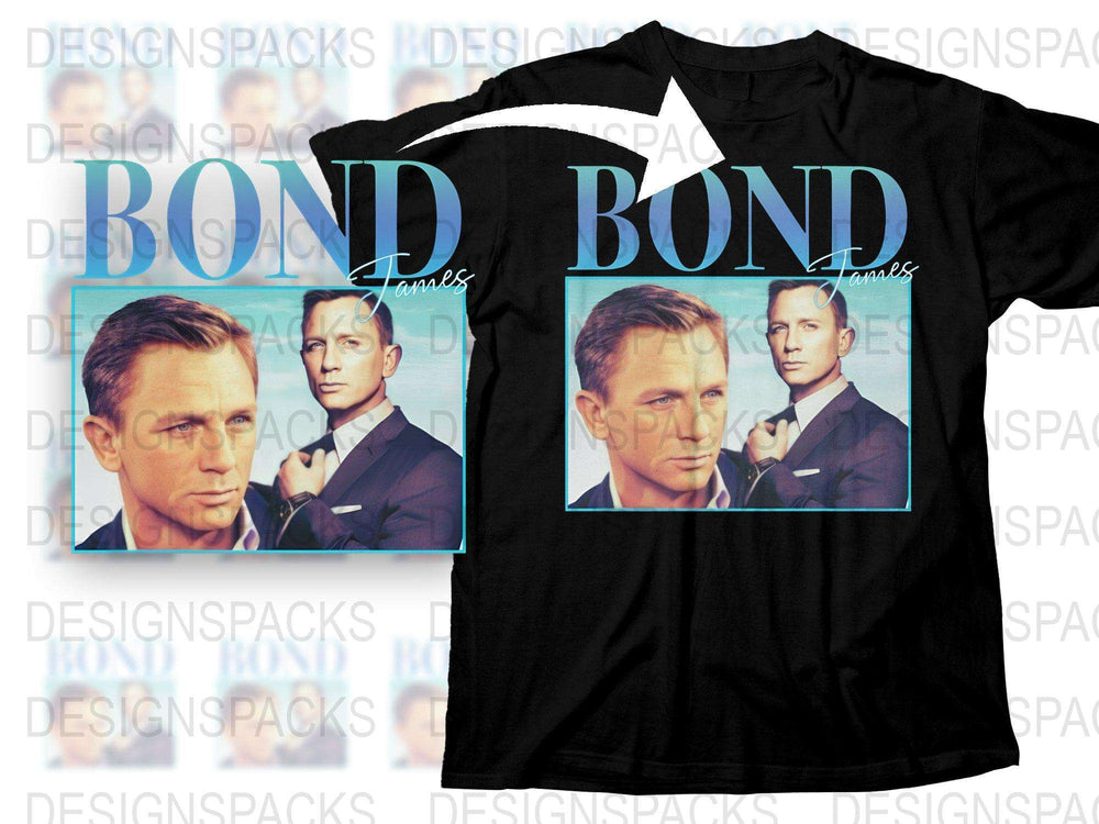 James Bond Inspired T-Shirt, Classic Movie Fan Apparel, Daniel Craig Graphic Tee, Gift for Film Lovers