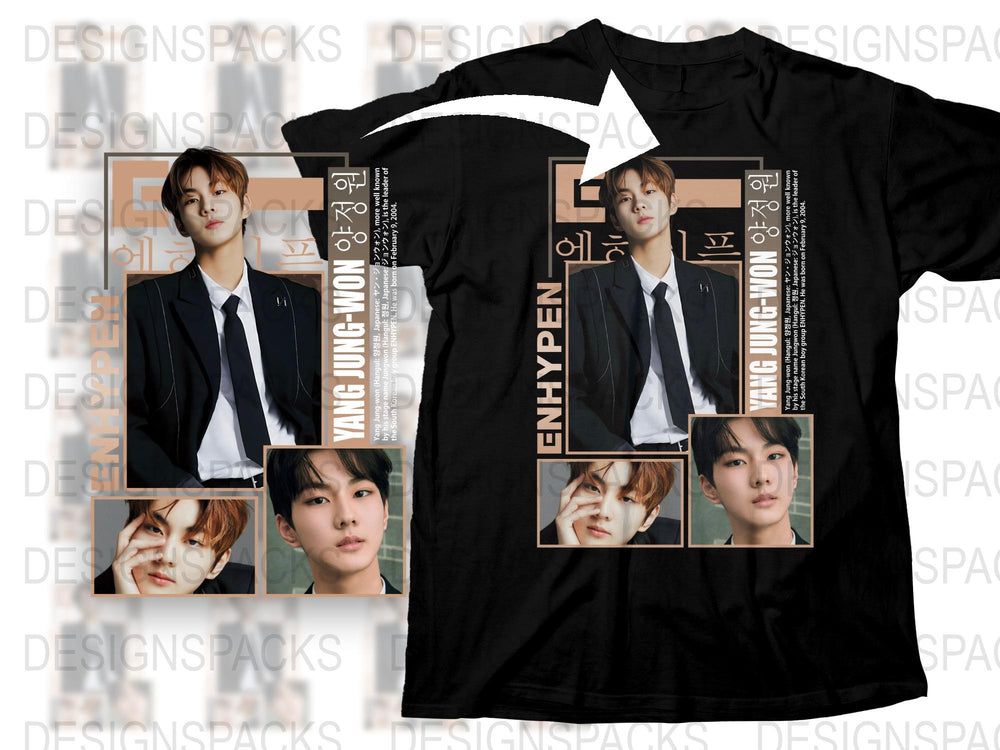 ENHYPEN Band T-Shirt, K-Pop Music Fan Merch, Unisex Black Graphic Tee, Korean Pop Idol Apparel