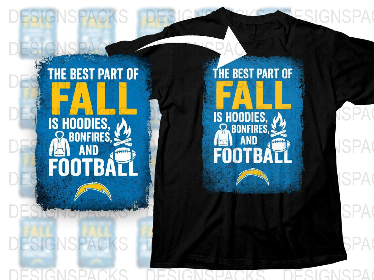 Fall Season Hoodie and T-Shirt Combo, Football and Bonfires Graphic Tee, Autumn Apparel