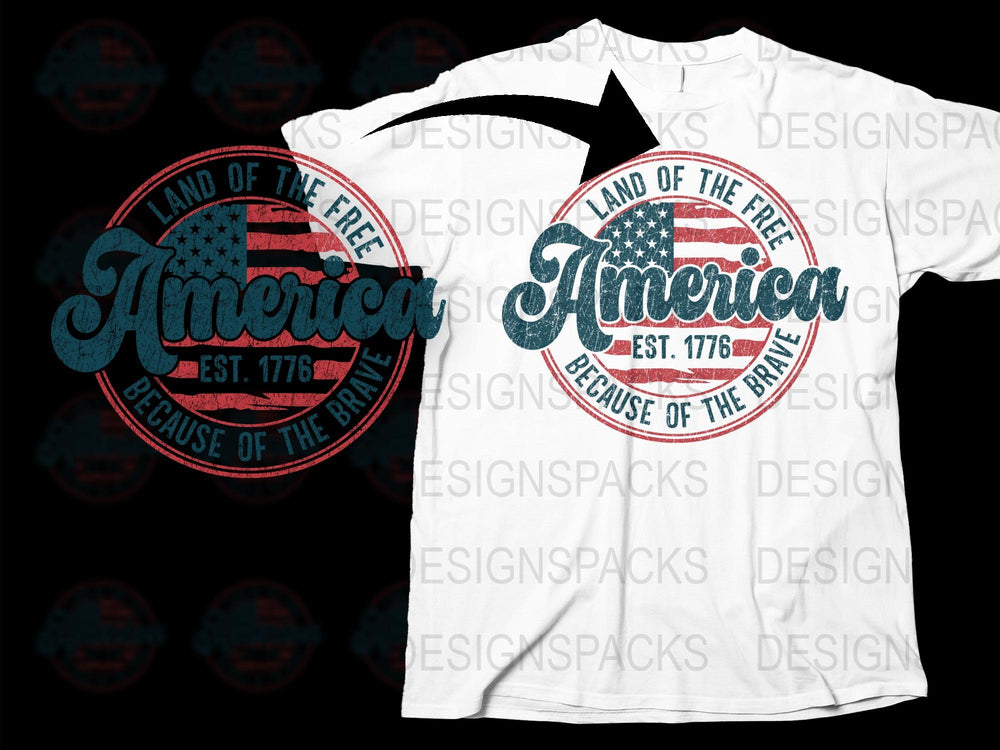 American Flag Patriotic T-Shirt, Land of the Free, Vintage Style, USA Tee 1776, Unisex Graphic Tee for Independence Day