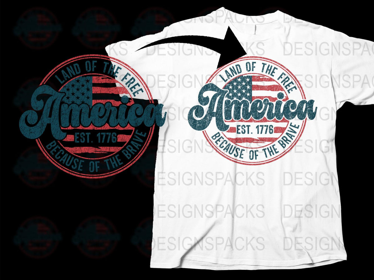 American Flag Patriotic T-Shirt, Land of the Free, Vintage Style, USA Tee 1776, Unisex Graphic Tee for Independence Day