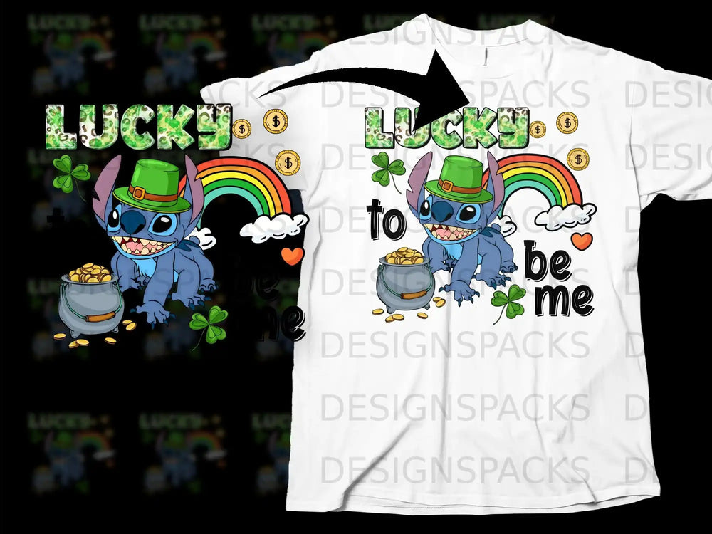 LUCKY to be me Stitch Leprechaun Hat Shamrocks product type