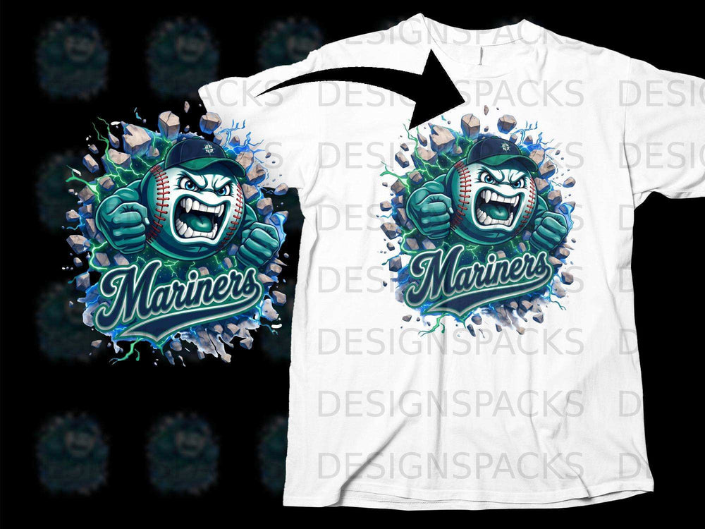 Fierce Mariners Baseball Graphic Shirt Design