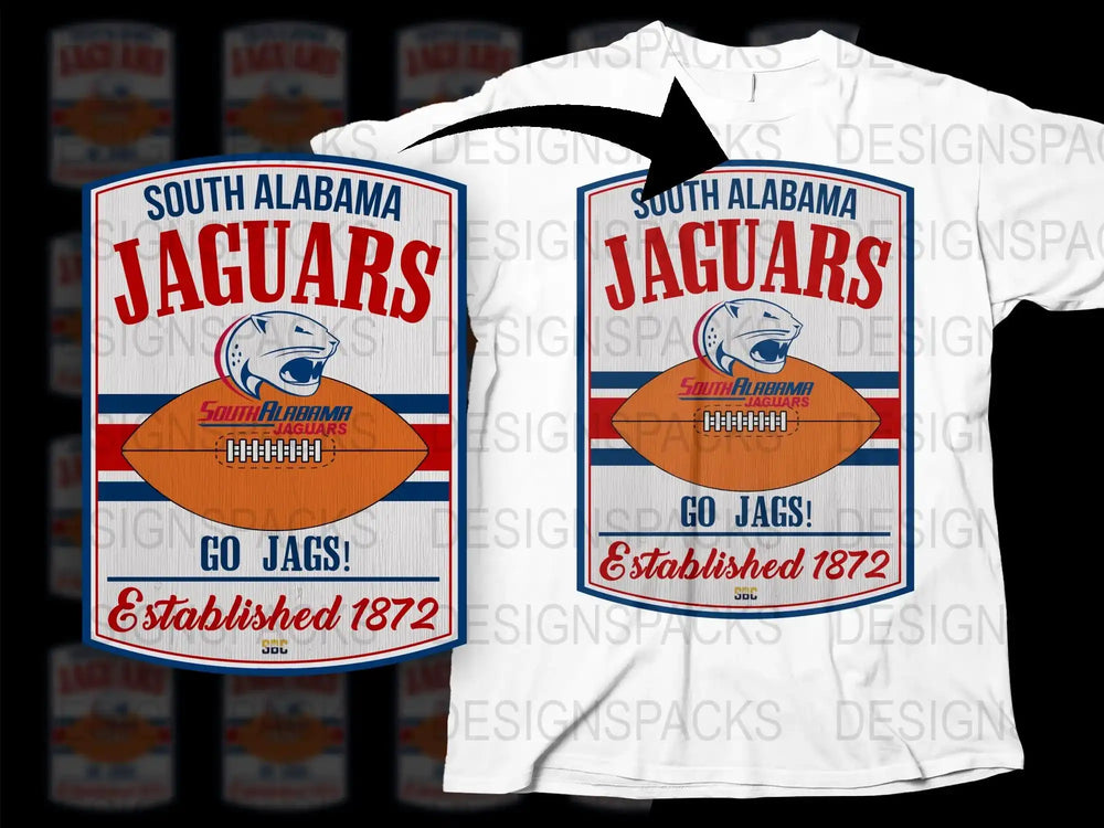 South Alabama Jaguars T-Shirt, College Football Team Apparel, Go Jags, Established 1872 Graphic Tee