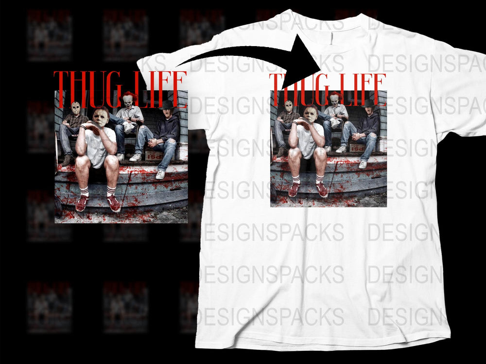 Thug Life Monkey Graphic T-Shirt, Funny Animal Print Tee, Urban Streetwear, Unisex Fashion Top
