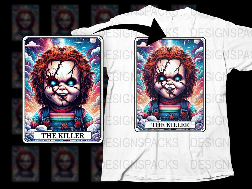 Horror Movie Inspired T-Shirt, Creepy Doll Graphic Tee, Unisex Horror Character Shirt, Unique Gift for Horror Fans