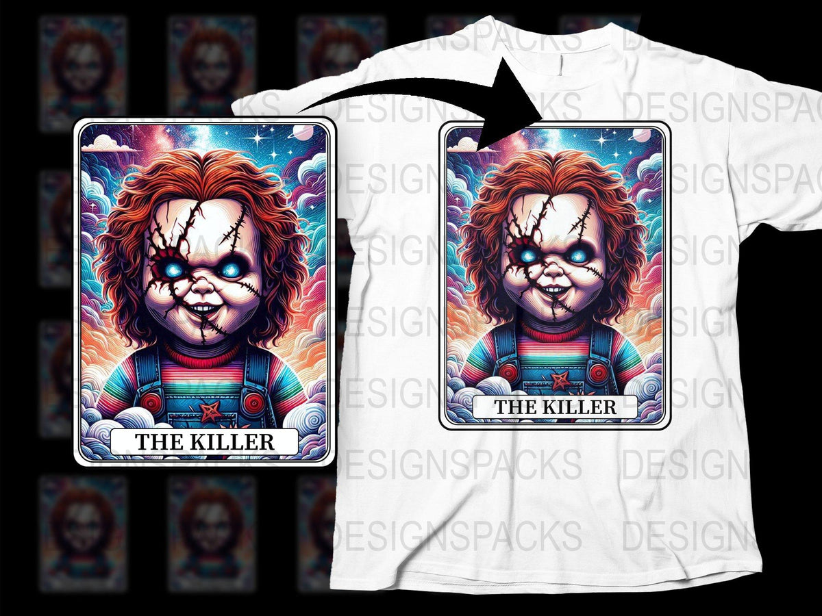 Horror Movie Inspired T-Shirt, Creepy Doll Graphic Tee, Unisex Horror Character Shirt, Unique Gift for Horror Fans