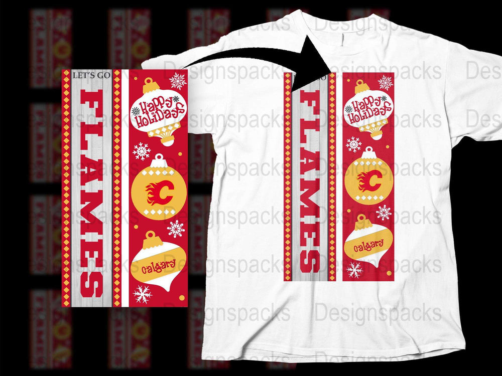 Calgary Flames NHL Holiday Scarf and T-Shirt Combo, Christmas Gift, Hockey Fan Apparel