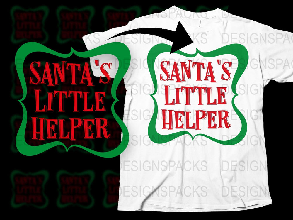 Santa's Little Helper Christmas T-Shirt, Funny Holiday Tee, Festive Red and Green Apparel
