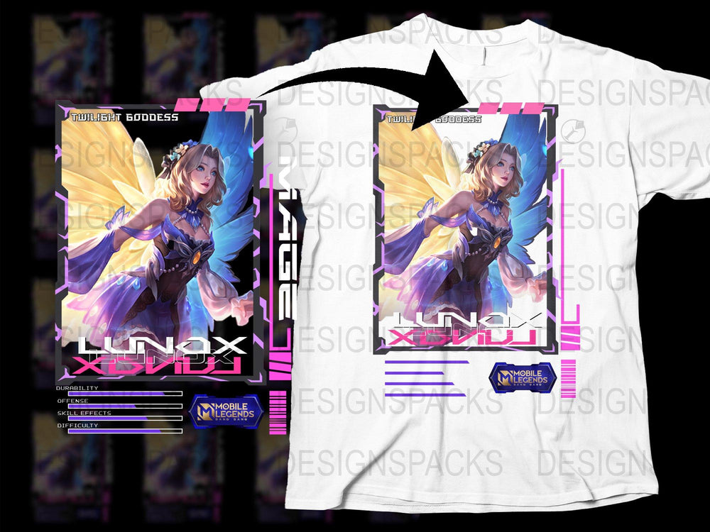 Anime Style T-Shirt, Twilight Goddess, Colorful Graphic, Mobile Legends, Gamer Apparel