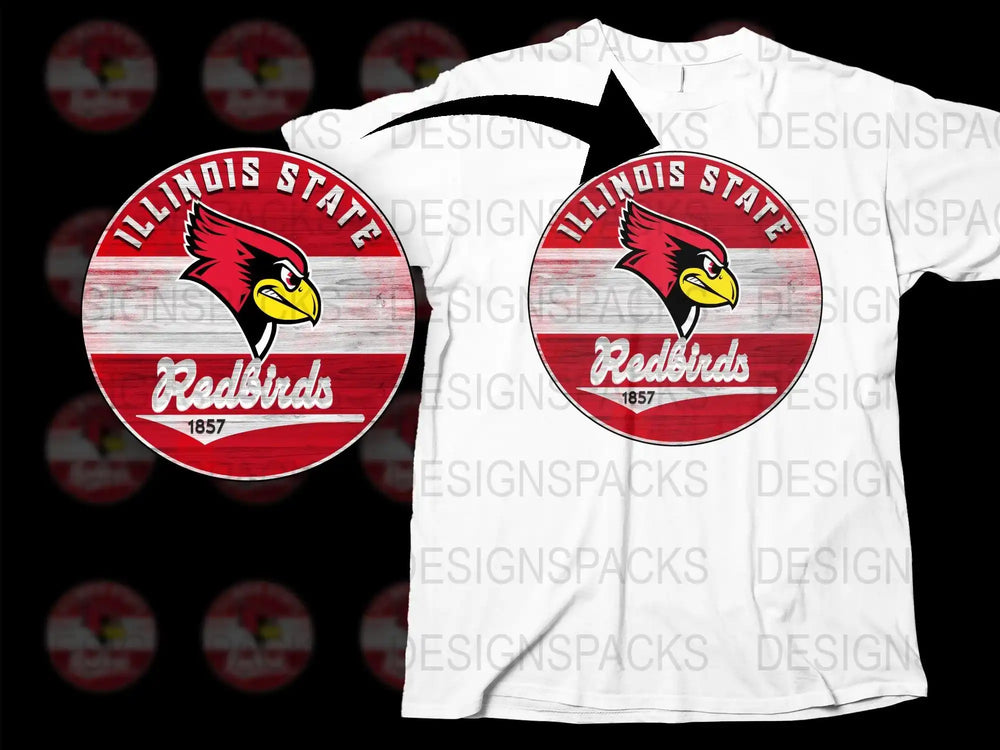 Illinois State Redbirds Logo T-Shirt, College Team Mascot, Casual Red and White Tee, Sports Fan Apparel, Unisex Sizes
