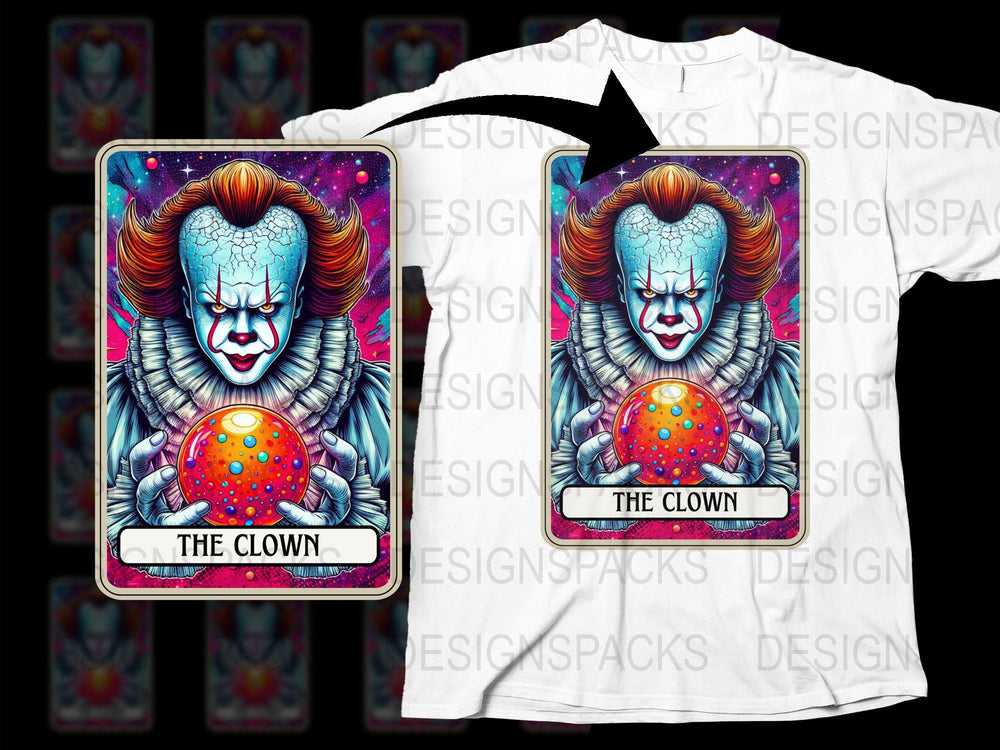 Clown Graphic T-Shirt Colorful Horror Character Design Unisex Tee Halloween Gift Idea, Unique Clown Art Print Shirt