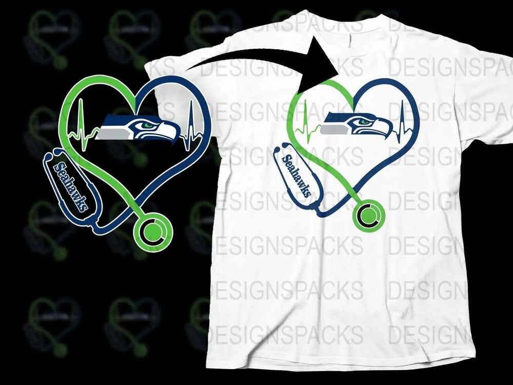 Seattle Football Heartbeat T-Shirt, Sports Fan Gift, Team Pride Tee, Casual Wear, Unisex Fashion, Graphic Shirt.