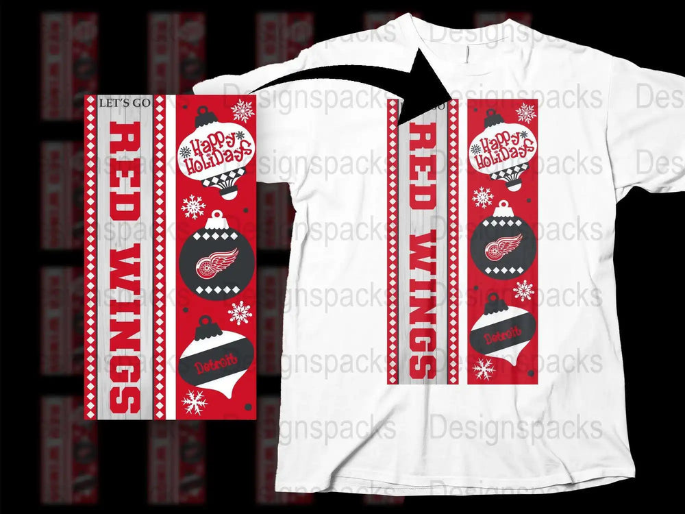 Red Wings Holiday Scarf and T-Shirt Set, Festive Winter Apparel, Christmas Gift Idea