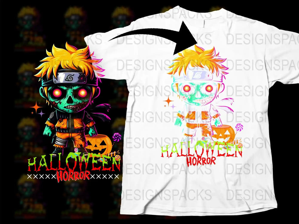 Halloween Horror T-Shirt, Colorful Zombie Boy Design, Spooky Kids Fashion, Glow Eyes, Unisex Child Tee