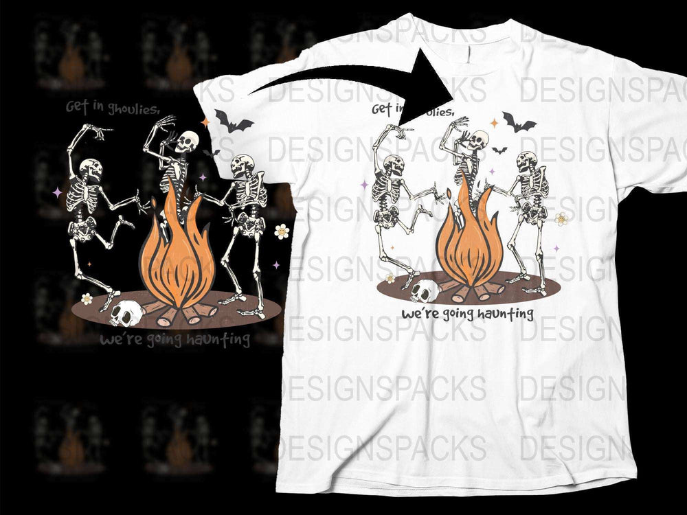 Halloween Skeleton Dance T-Shirt, Funny Spooky Hip Dance, Campfire Graphic Tee, Unisex Party Shirt