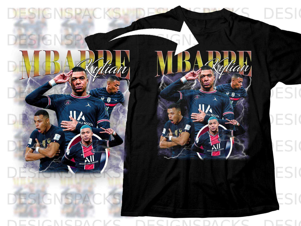 Kylian Mbappé soccer jersey with player portrait and logo.