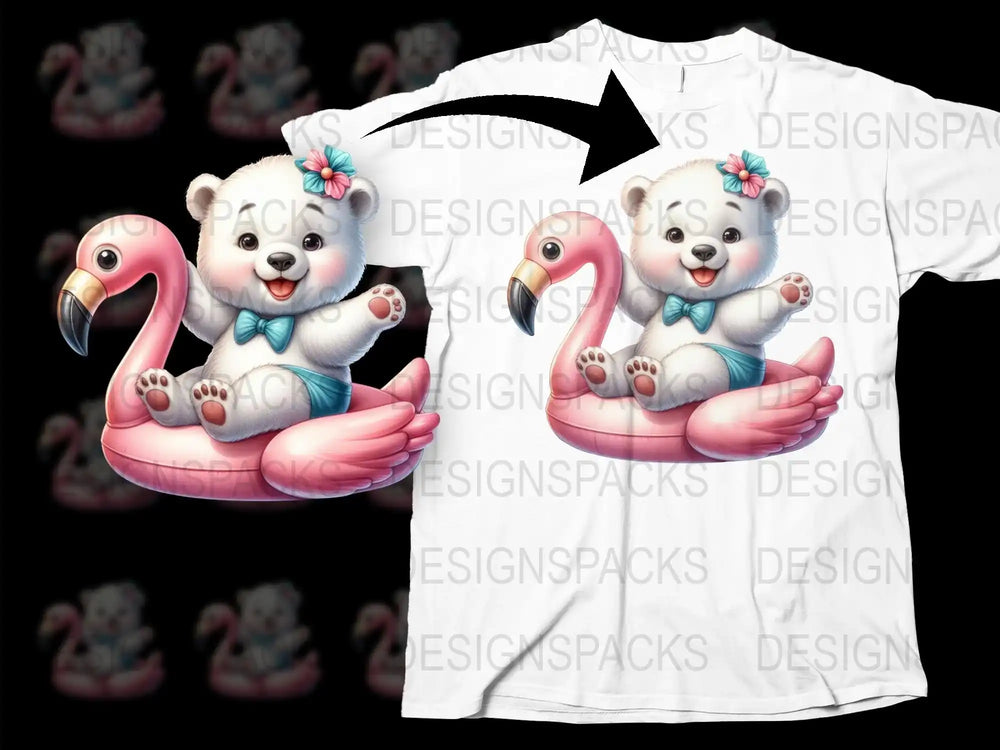 Cute Flamingo and Panda Graphic T-Shirt, Cartoon Animal Design, Kids and Adults Casual Wear