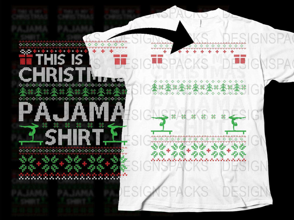 Festive Christmas Pajama Shirt, Holiday Family Sleepwear, Ugly Sweater Design T-Shirt, Cozy Winter Apparel