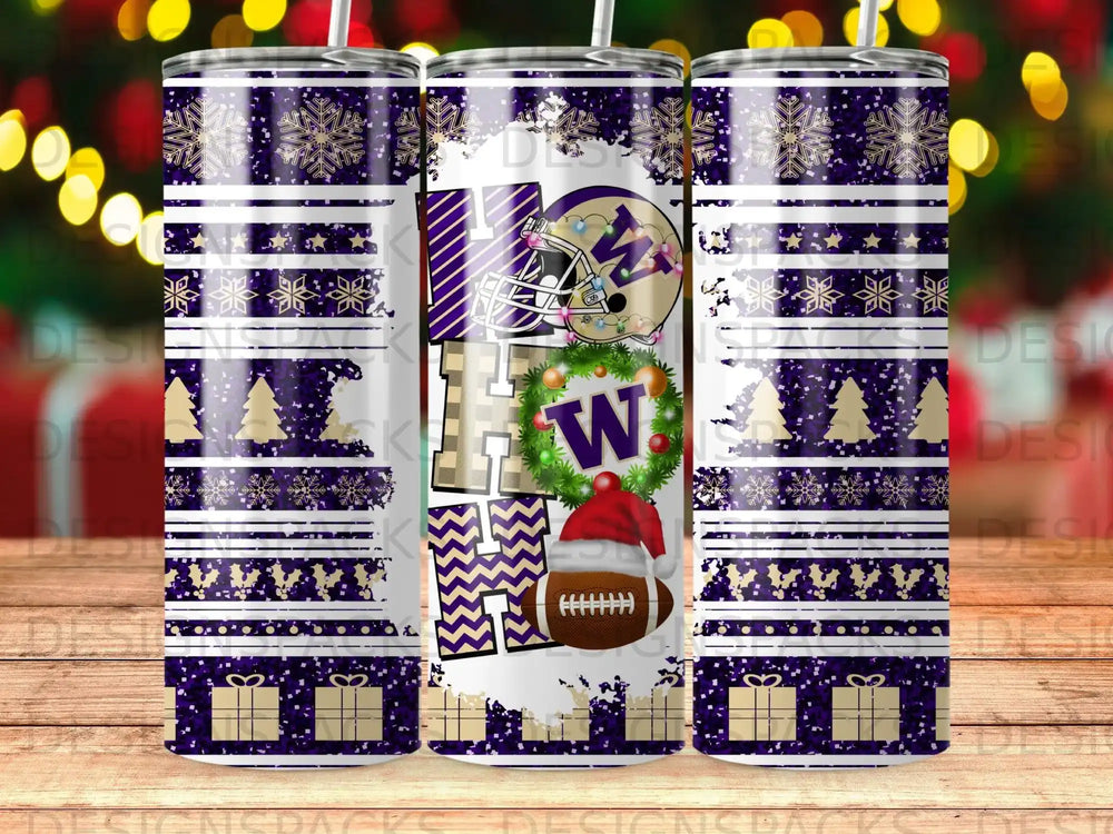 Festive Football Ho Ho Ho Tumbler Digital Wrap Design