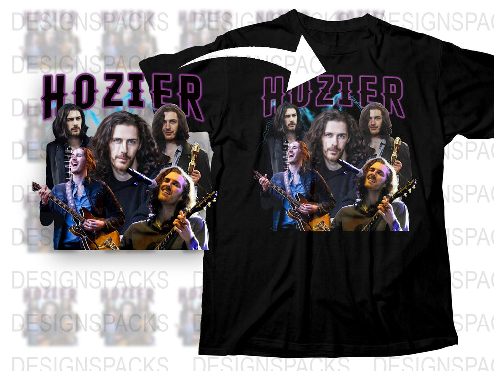 Hozier Fan T-Shirt, Music Artist Photo Collage Graphic Tee, Unisex Black Concert Shirt