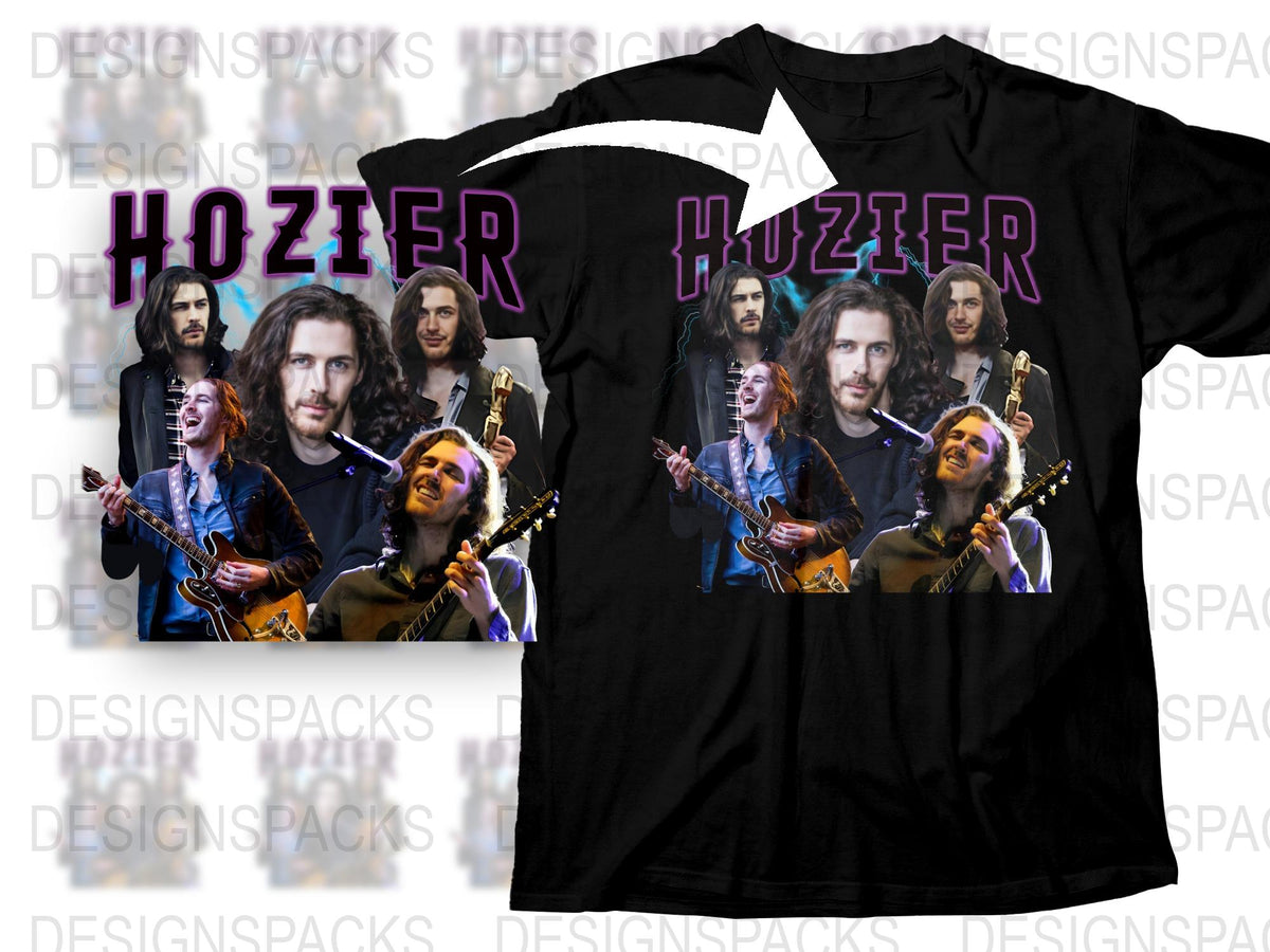 Hozier Fan T-Shirt, Music Artist Photo Collage Graphic Tee, Unisex Black Concert Shirt