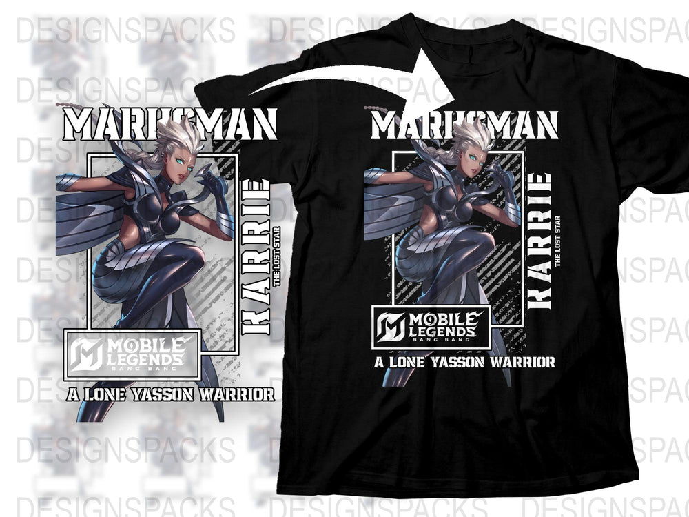 Mobile Legends Karrie T-Shirt, A Lone Yasson Warrior Graphic Tee, Gamer Apparel, Unisex Black Cotton Shirt