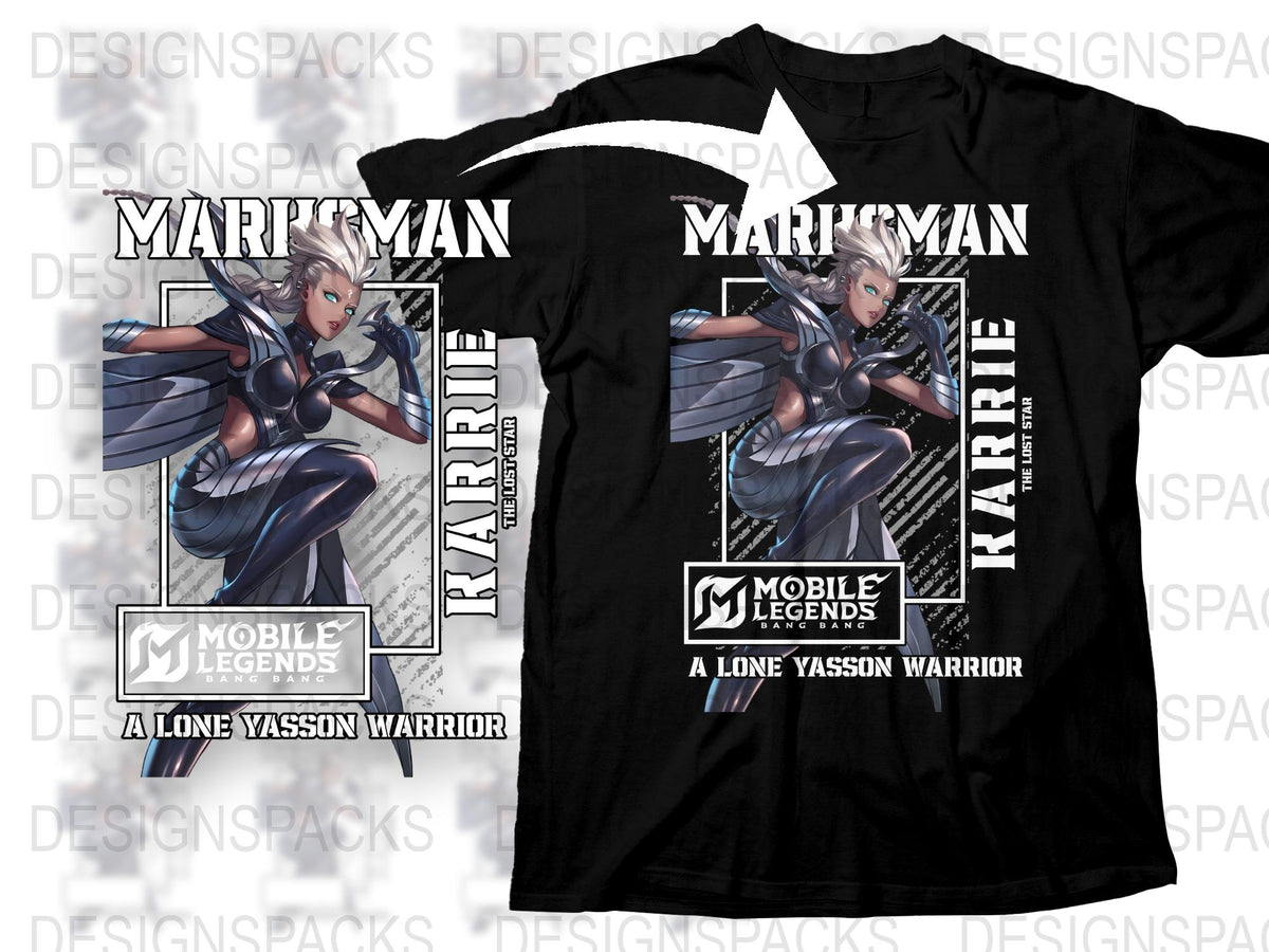 Mobile Legends Karrie T-Shirt, A Lone Yasson Warrior Graphic Tee, Gamer Apparel, Unisex Black Cotton Shirt