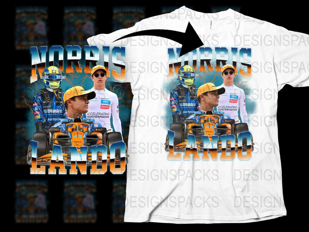 Lando Norris Graphic T-Shirt, Racing Driver Print Tee, Motorsport Fan Apparel, Formula One Merchandise, Colorful Casual Wear