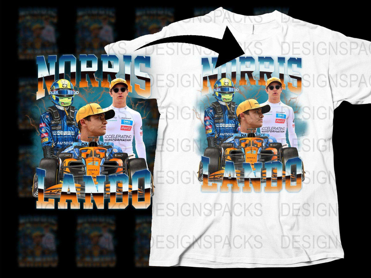 Lando Norris Graphic T-Shirt, Racing Driver Print Tee, Motorsport Fan Apparel, Formula One Merchandise, Colorful Casual Wear