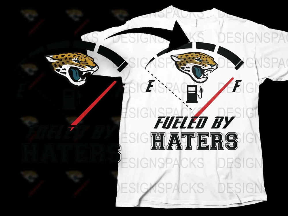 Fueled by Haters T-Shirt, Jaguar Graphic Tee, Black and White Sports Shirt, Casual Streetwear, Unique Animal Design Top