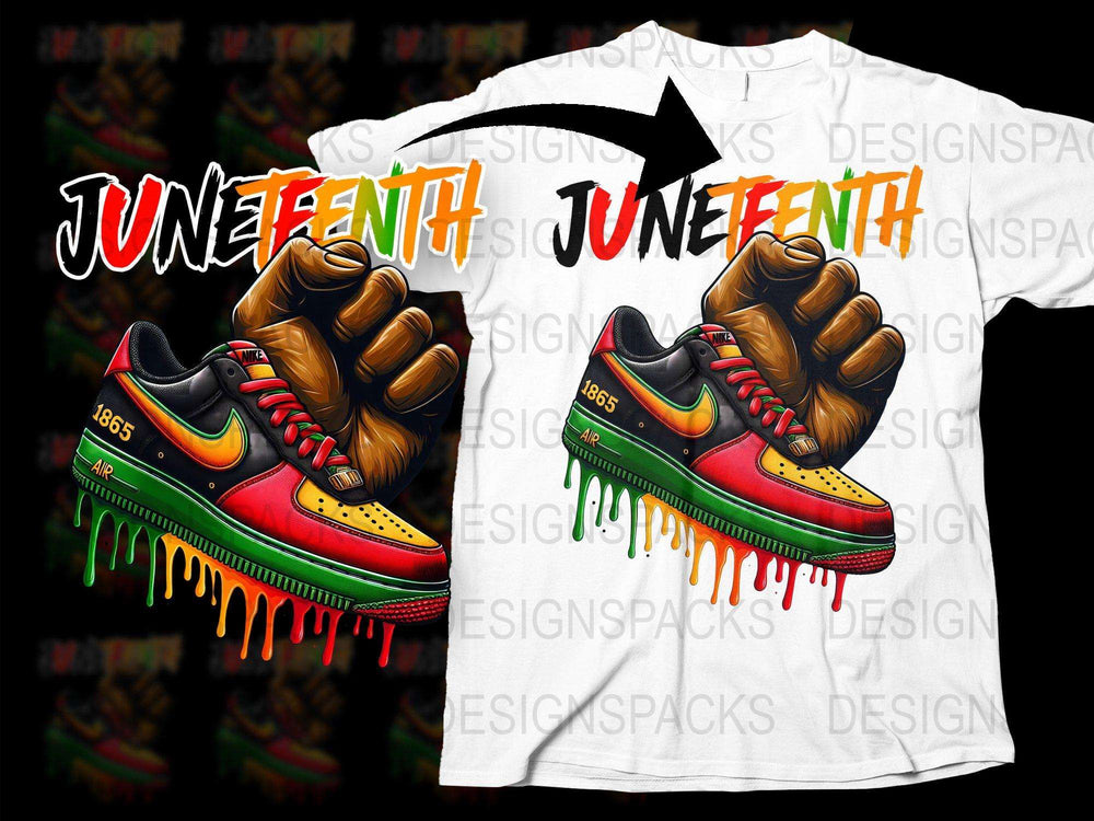 Juneteenth Celebration T-Shirt with Vibrant Sneaker Graphic, Unisex Freedom Tee, Colorful Summer Festival Apparel, Unique Design