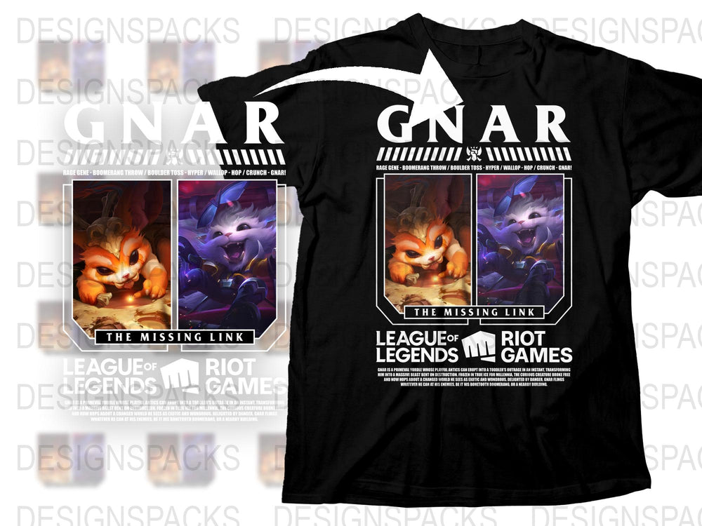 League of Legends Gnar T-Shirt, Riot Games Merch, Missing Link Graphic Tee, Unisex Cotton Shirt