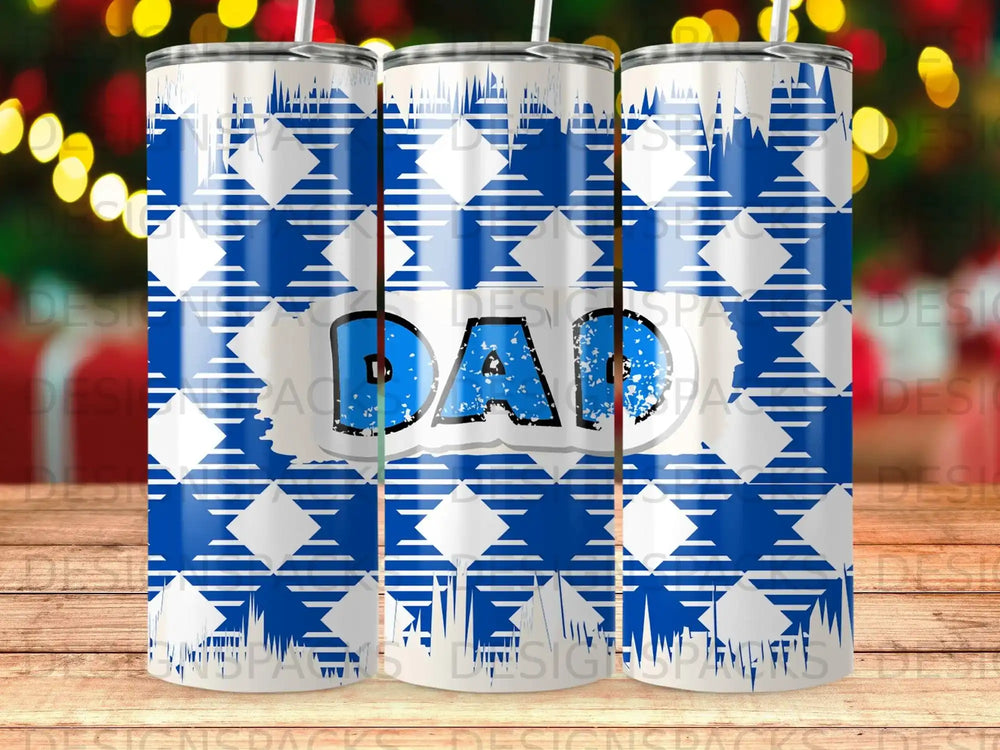 Blue White Distressed Plaid DAD Design product type