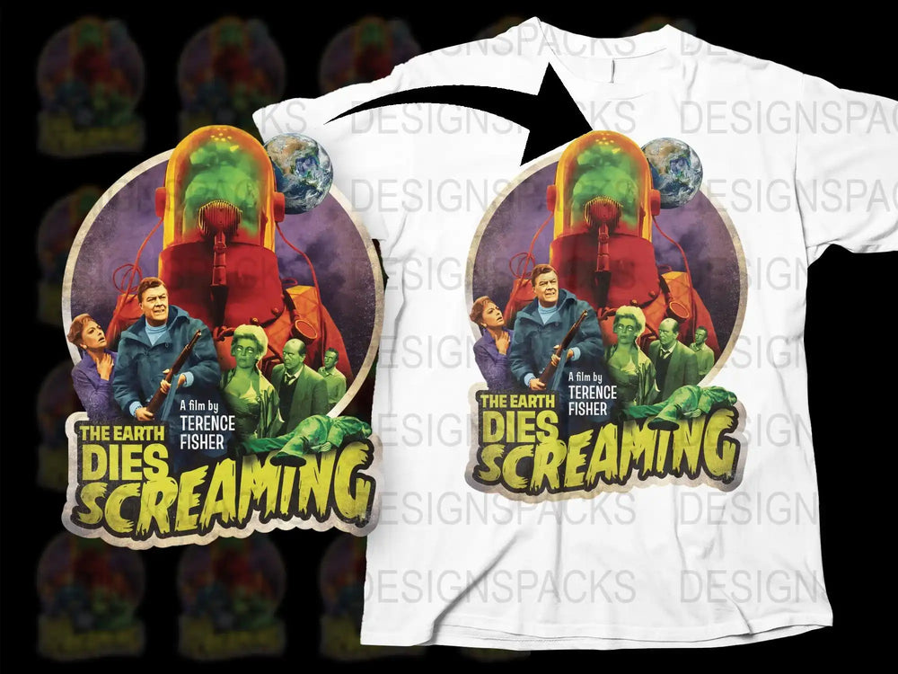 The Earth Dies Screaming Movie Poster T-Shirt, Vintage Sci-Fi Film Graphic Tee, Unisex Cotton Shirt