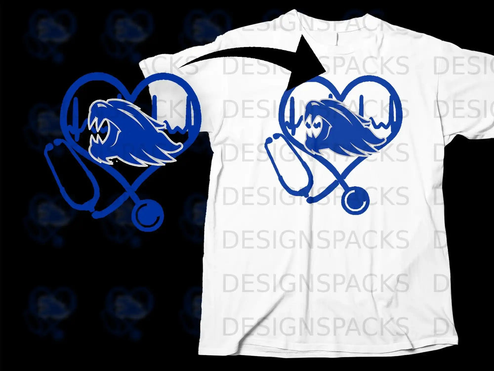 Heartbeat Stethoscope Roaring Lion Healthcare T-shirt