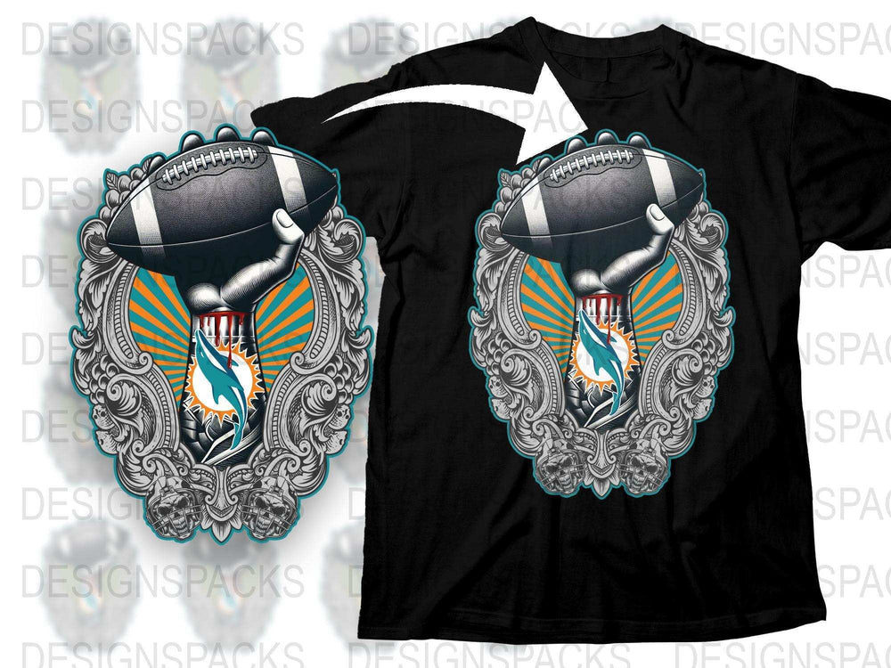 Miami Football Team Graphic T-Shirt, Vintage Helmet Design, Sports Fan Apparel, Casual Wear