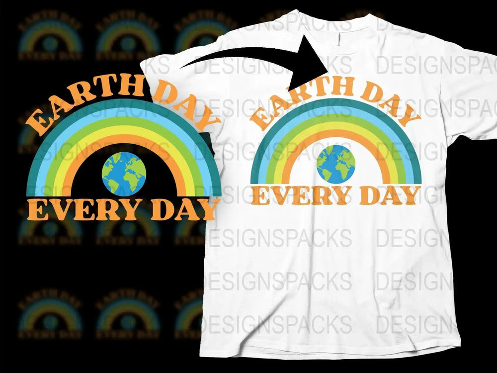 Earth Day Rainbow T-Shirt, Eco-Friendly Graphic Tee, Environmental Awareness Apparel, Vibrant Earth Colors Unisex Shirt